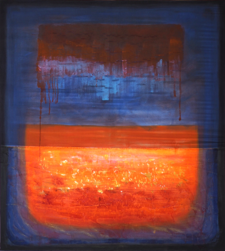 2023 _ Acrylfarbe, Tusche, Ölfarbe auf Baumwolle, Organza _ 160 x 145 cm